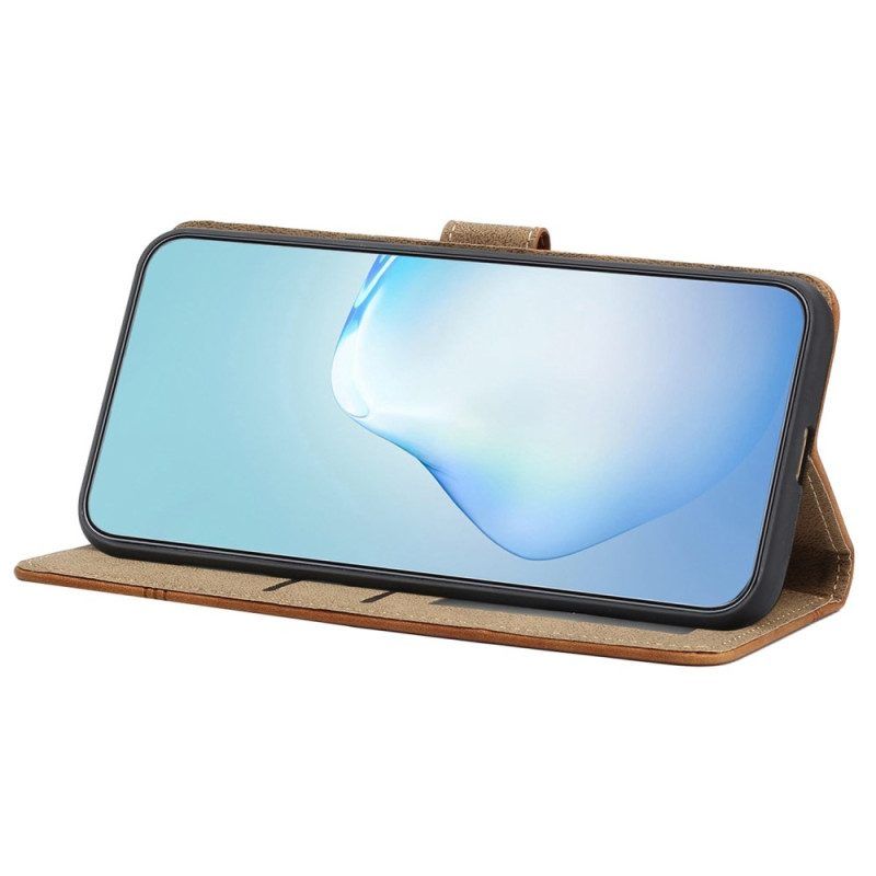 Lederhüllen Für iPhone 14 Plus Mit Kordel Riemchen Mit Geo-nähten In Lederoptik