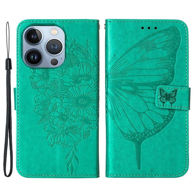 Lederhüllen Für iPhone 14 Plus Schmetterlingsdesign
