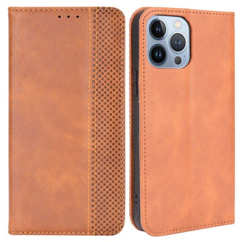 Schutzhülle Für iPhone 14 Plus Flip Case Stilisierter Vintage-ledereffekt