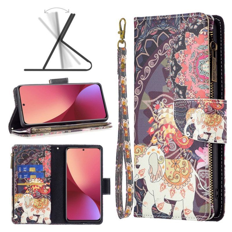 Flip Case Für Xiaomi 12 / 12X Elefanten-reißverschlusstasche