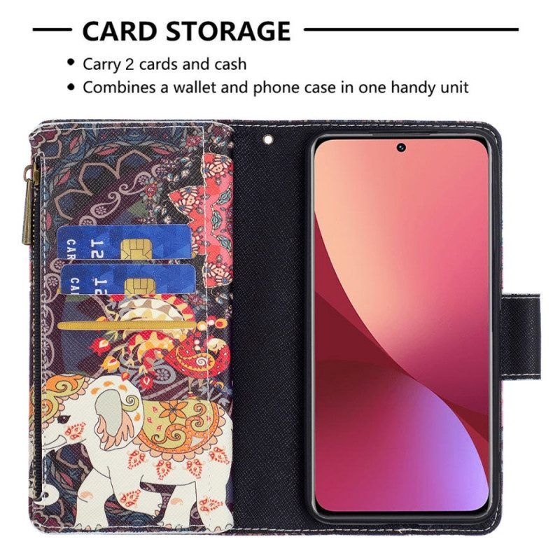 Flip Case Für Xiaomi 12 / 12X Elefanten-reißverschlusstasche