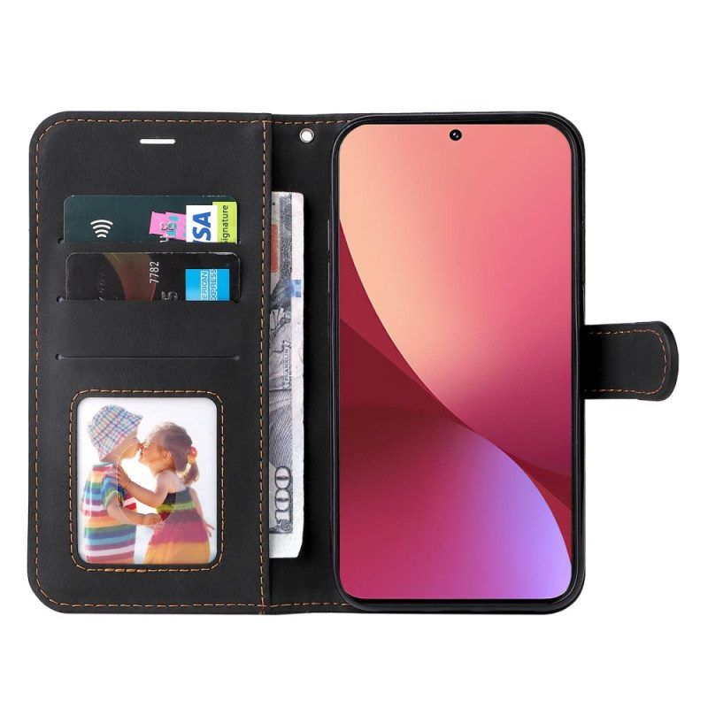 Flip Case Für Xiaomi 12 / 12X Mit Kordel Dreifarbiges Armband