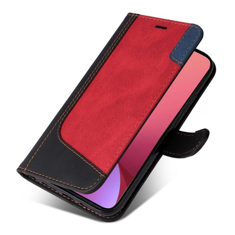 Flip Case Für Xiaomi 12 / 12X Mit Kordel Dreifarbiges Armband