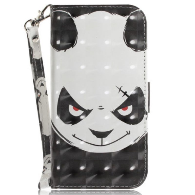 Flip Case Für Xiaomi 12 / 12X Mit Kordel Wütender Panda Mit Schlüsselband