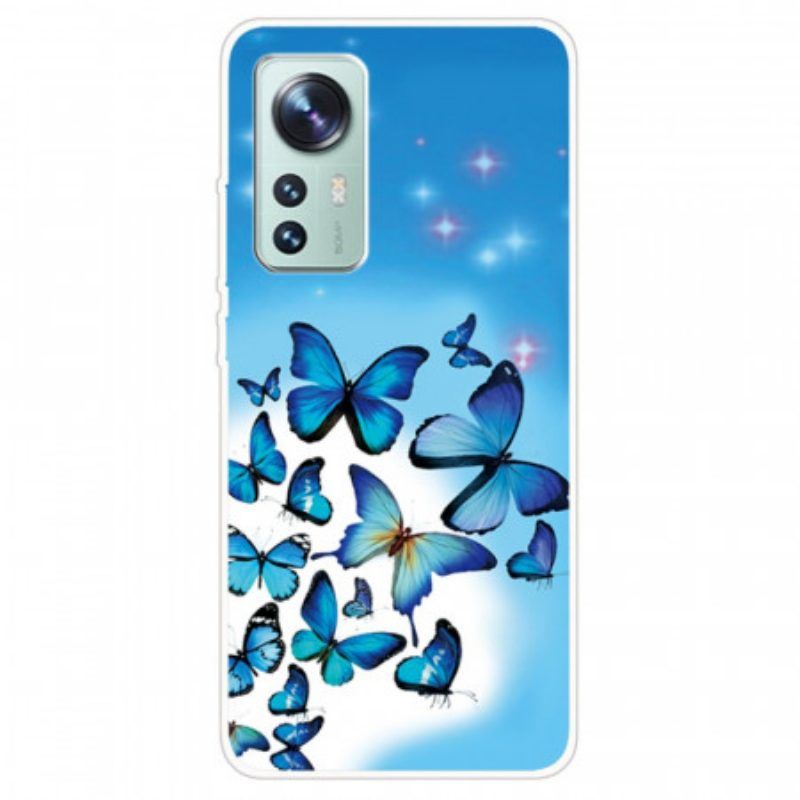 Hülle Für Xiaomi 12 / 12X Blaue Schmetterlinge Aus Silikon