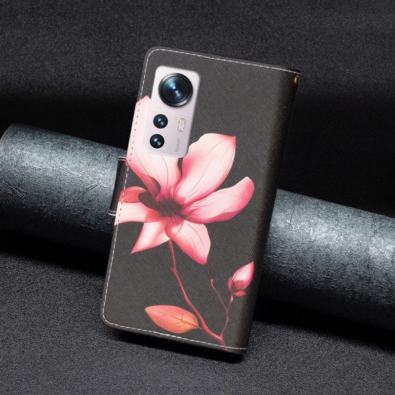Lederhüllen Für Xiaomi 12 / 12X Blumentasche Mit Reißverschluss