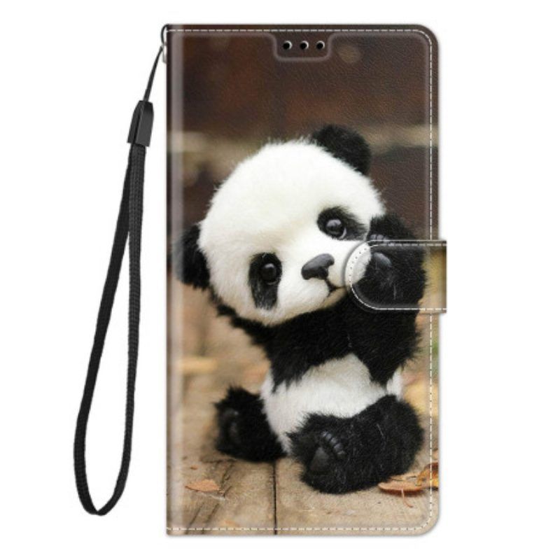 Lederhüllen Für Xiaomi 12 / 12X Mit Kordel Kleiner Panda Mit Riemen