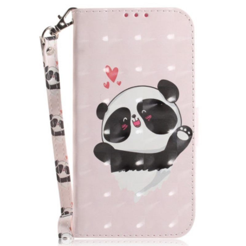 Lederhüllen Für Xiaomi 12 / 12X Mit Kordel Panda Love Mit Schlüsselband