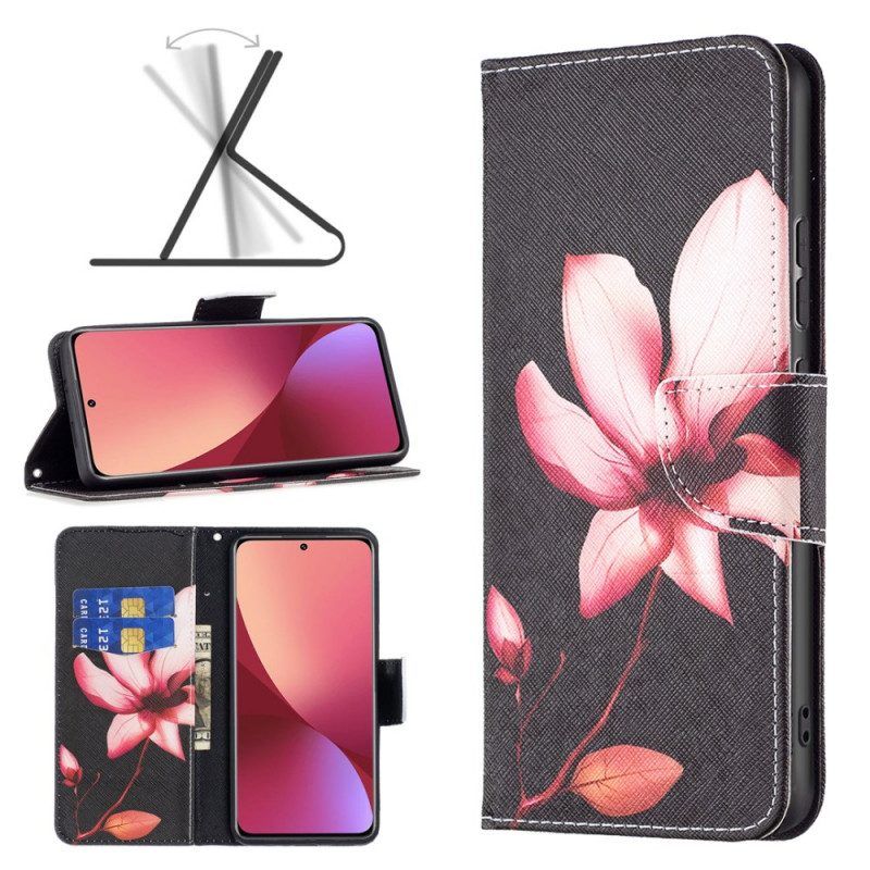 Lederhüllen Für Xiaomi 12 / 12X Pinke Blume