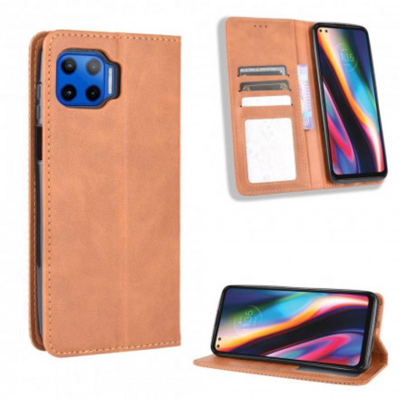 Flip Case Für Moto G 5g Plus Stilisierter Vintage-leder-effekt