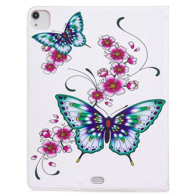 Lederhüllen iPad Pro 12.9" (2018) (2020) Pink Schmetterlingsdruckmuster