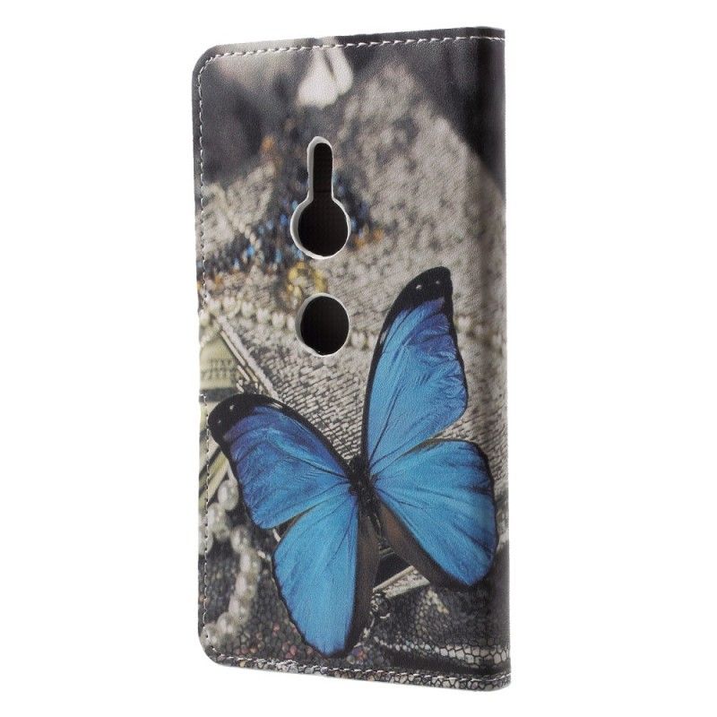 Lederhüllen Für Sony Xperia XZ2 Blauer Schmetterling