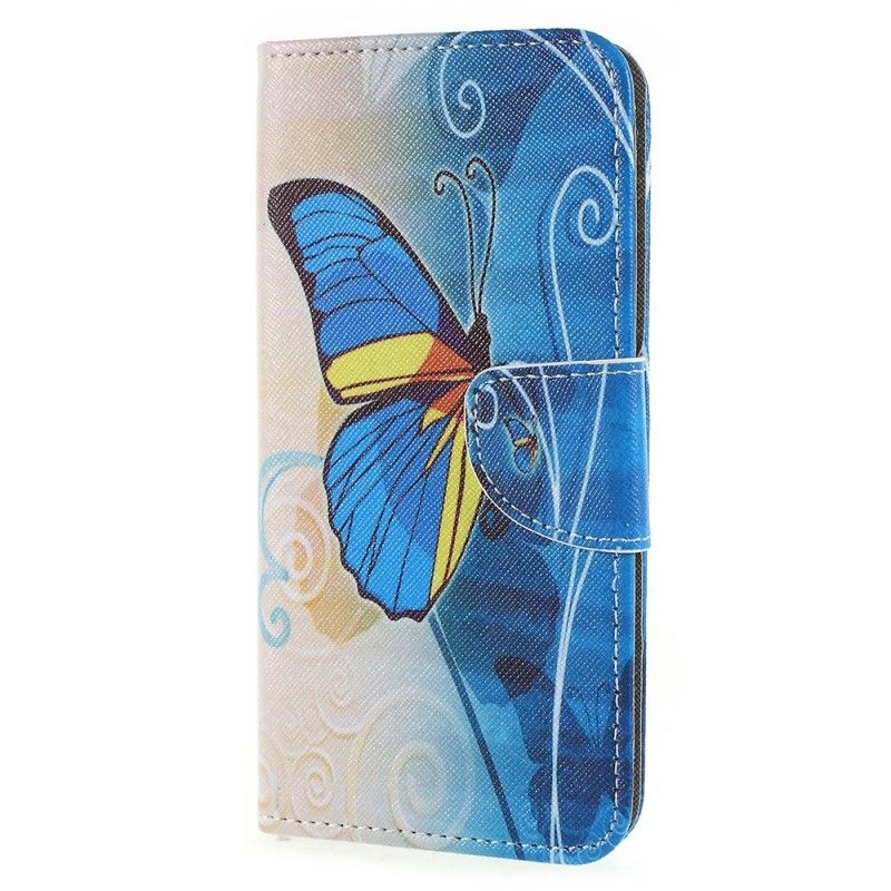 Lederhüllen Sony Xperia XZ2 Hellblau Schmetterlinge