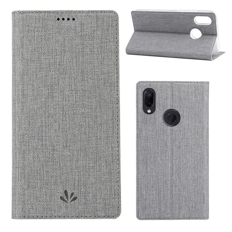 Flip Case Für Huawei Y7 2019 Grau Strukturiert