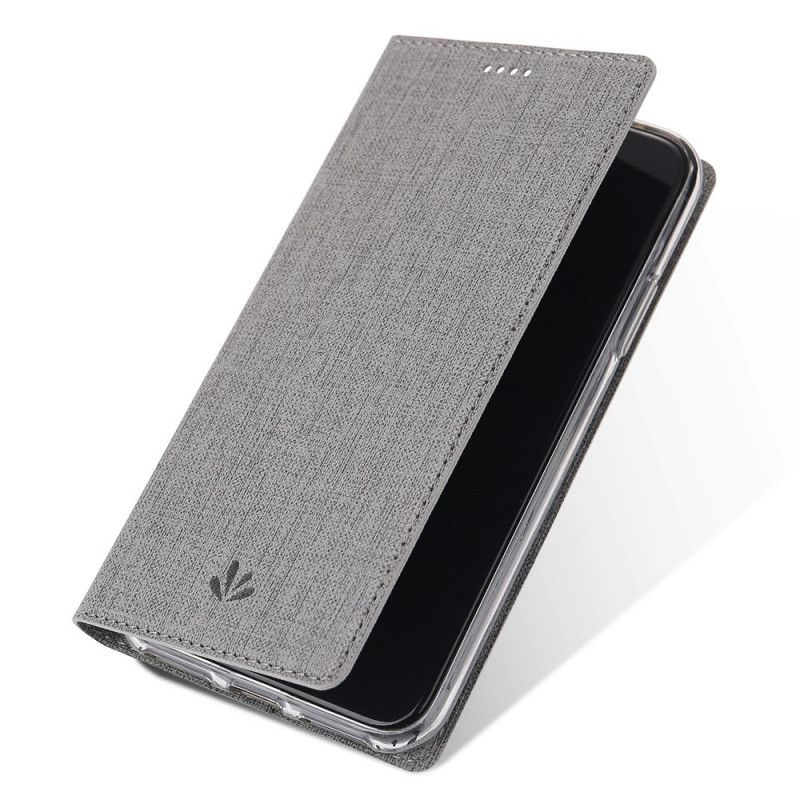 Flip Case Für Huawei Y7 2019 Grau Strukturiert