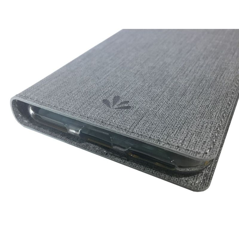 Flip Case Für Huawei Y7 2019 Grau Strukturiert