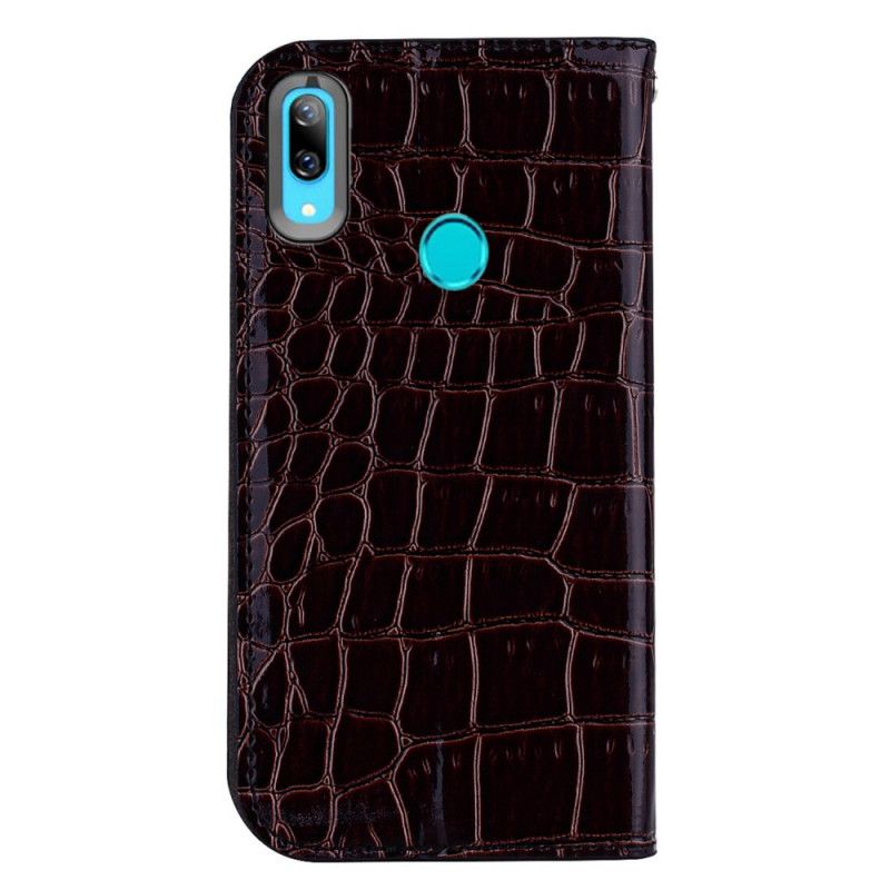 Flip Case Huawei Y7 2019 Schwarz Krokodilhauteffekt Und Pailletten