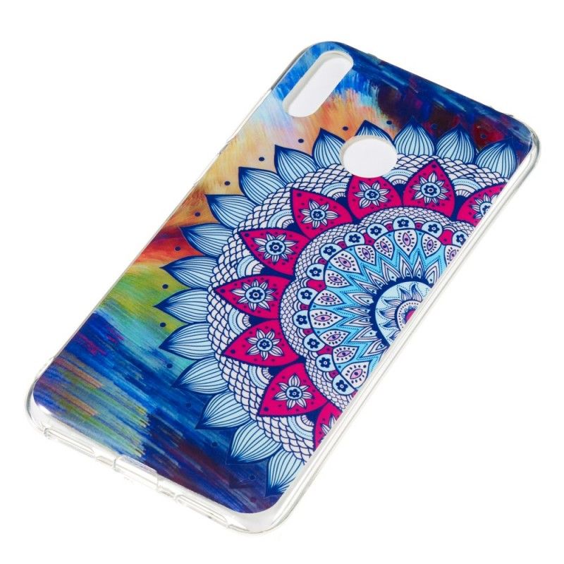 Hülle Huawei Y7 2019 Fluoreszierendes Farbiges Mandala