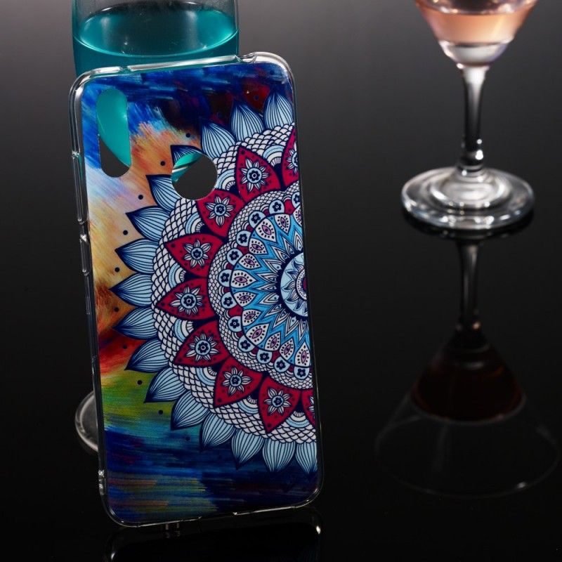 Hülle Huawei Y7 2019 Fluoreszierendes Farbiges Mandala