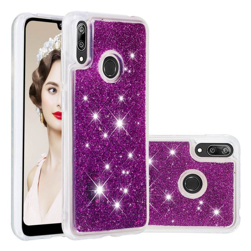 Hülle Huawei Y7 2019 Hellblau Handyhülle Glitzerpulver