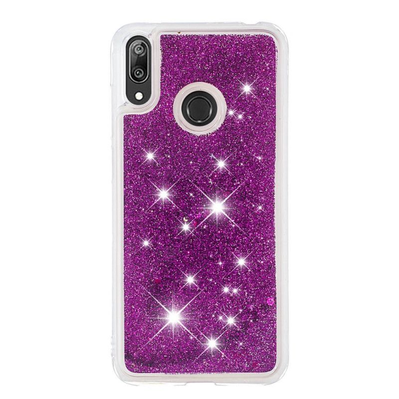 Hülle Huawei Y7 2019 Hellblau Handyhülle Glitzerpulver