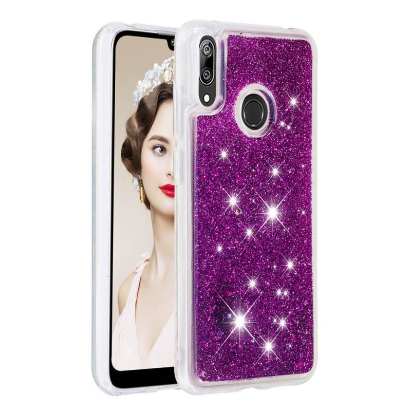 Hülle Huawei Y7 2019 Hellblau Handyhülle Glitzerpulver