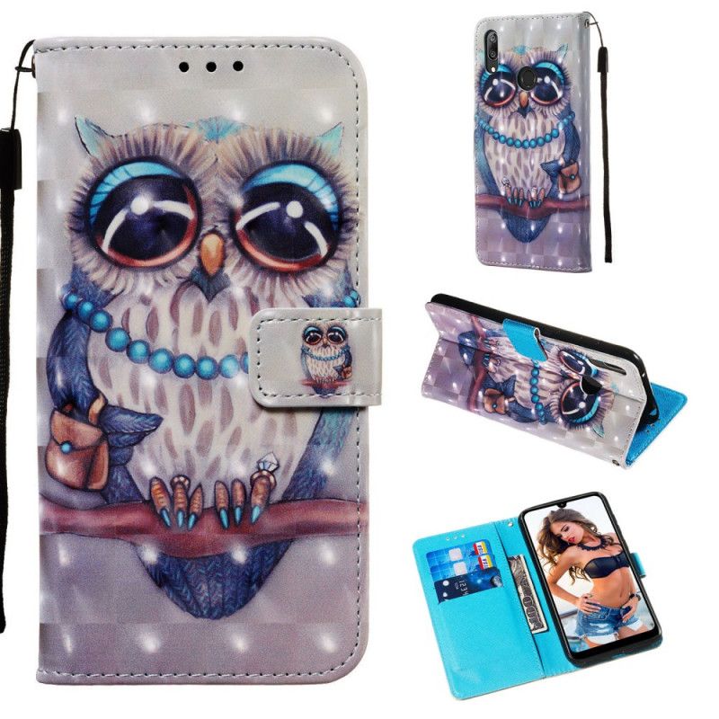 Lederhüllen Für Huawei Y7 2019 Miss Owl 3D-Effekt