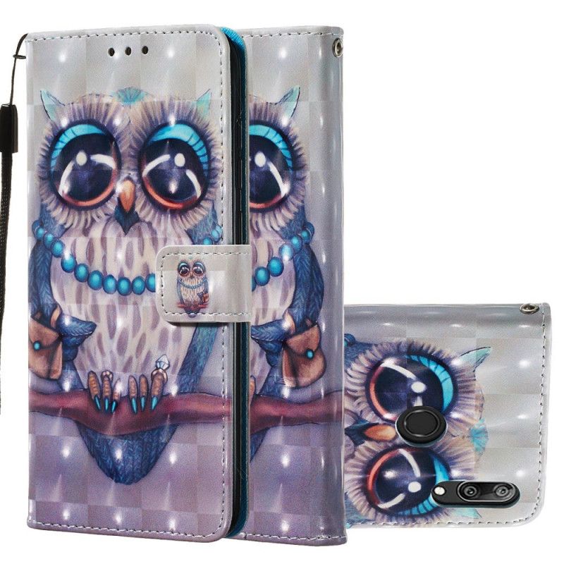Lederhüllen Für Huawei Y7 2019 Miss Owl 3D-Effekt