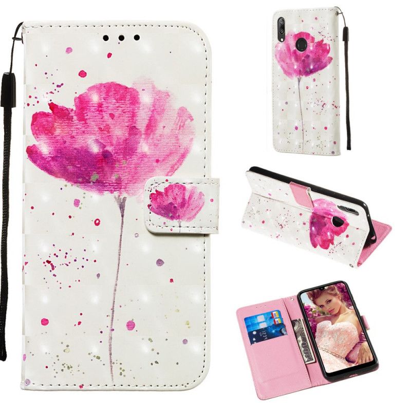 Lederhüllen Huawei Y7 2019 Aquarellmohn Mit 3D-Effekt