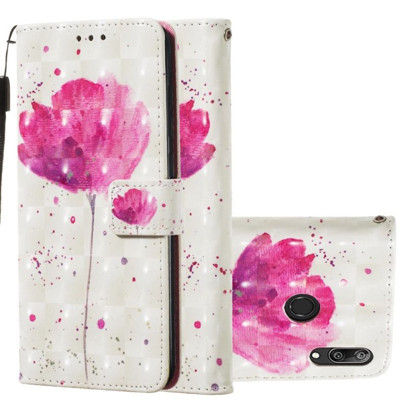 Lederhüllen Huawei Y7 2019 Aquarellmohn Mit 3D-Effekt