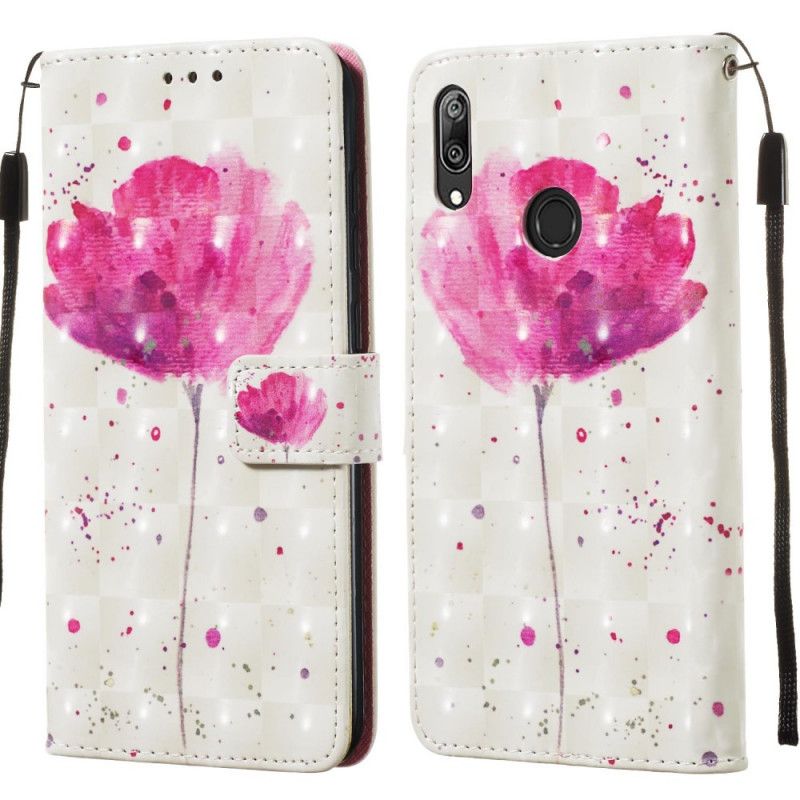 Lederhüllen Huawei Y7 2019 Aquarellmohn Mit 3D-Effekt