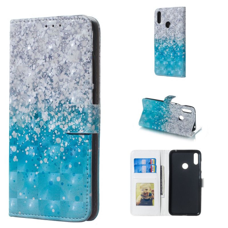 Lederhüllen Huawei Y7 2019 Handyhülle Blauer Glitzer Mit Farbverlauf