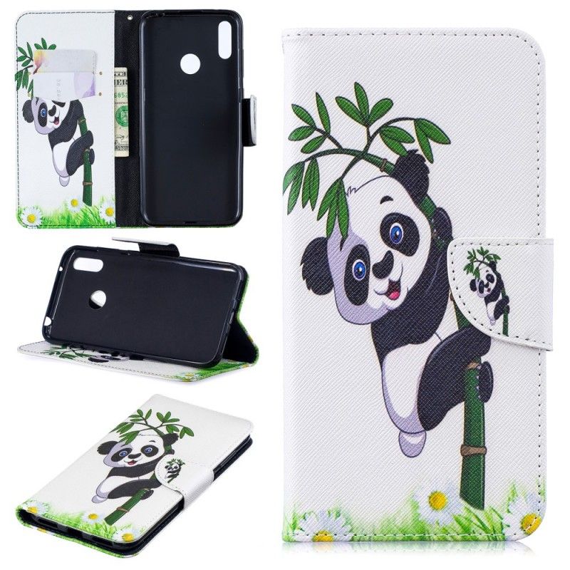 Lederhüllen Huawei Y7 2019 Handyhülle Panda Auf Bambus