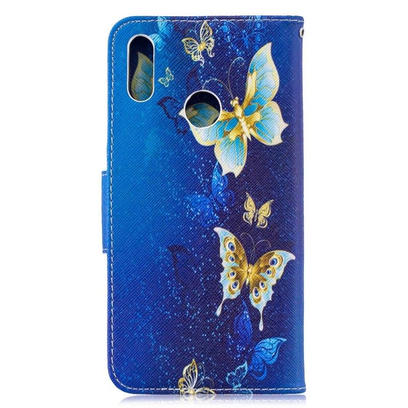 Lederhüllen Huawei Y7 2019 Magenta Schmetterlinge In Der Nacht