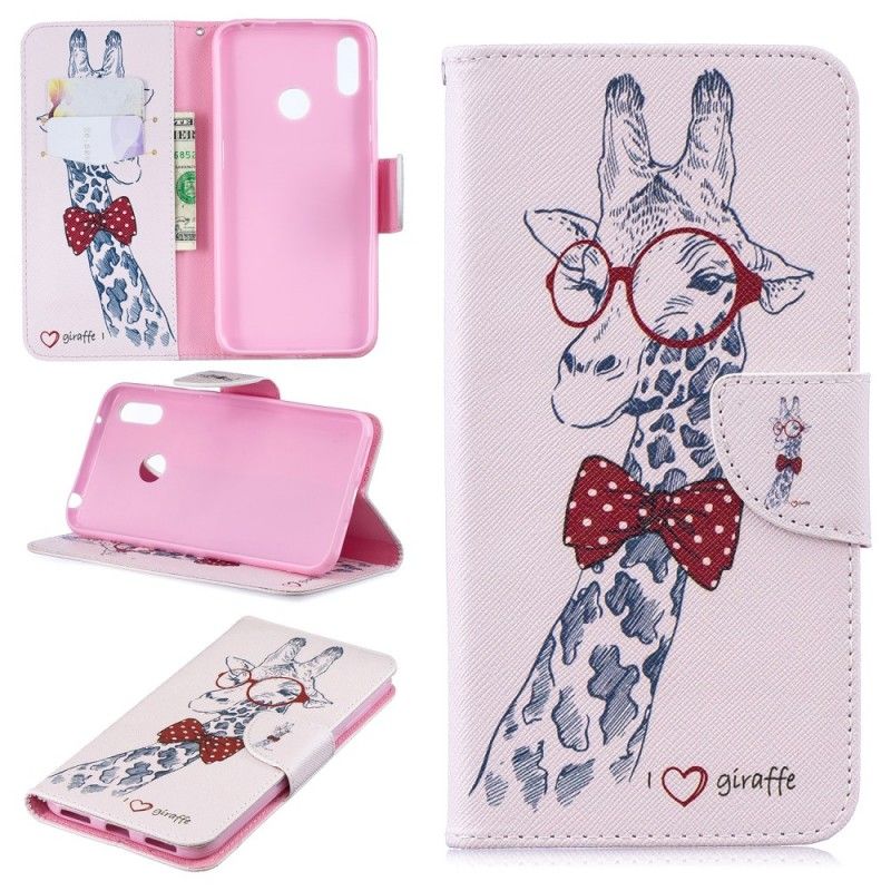 Lederhüllen Huawei Y7 2019 Nerd-Giraffe