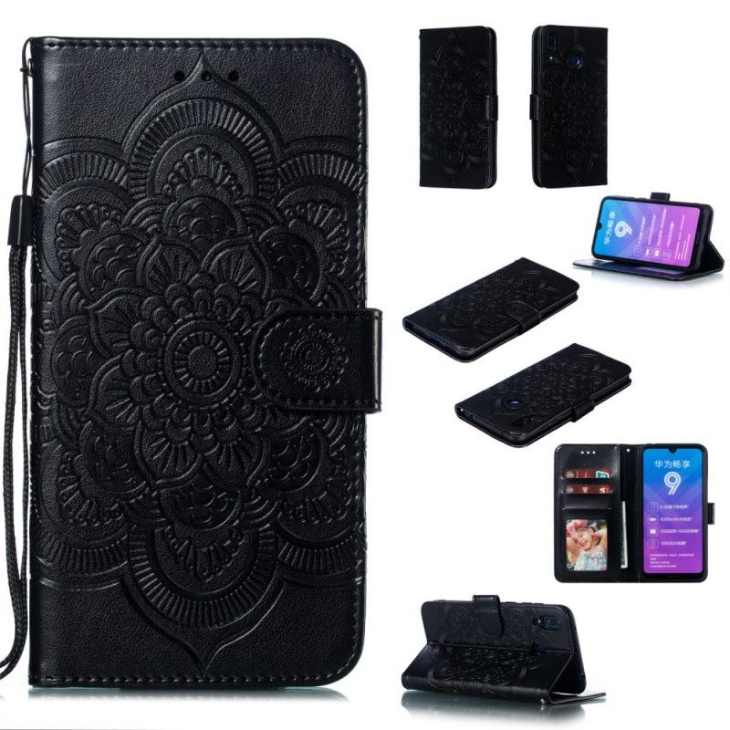 Lederhüllen Huawei Y7 2019 Schwarz Gesamtes Mandala