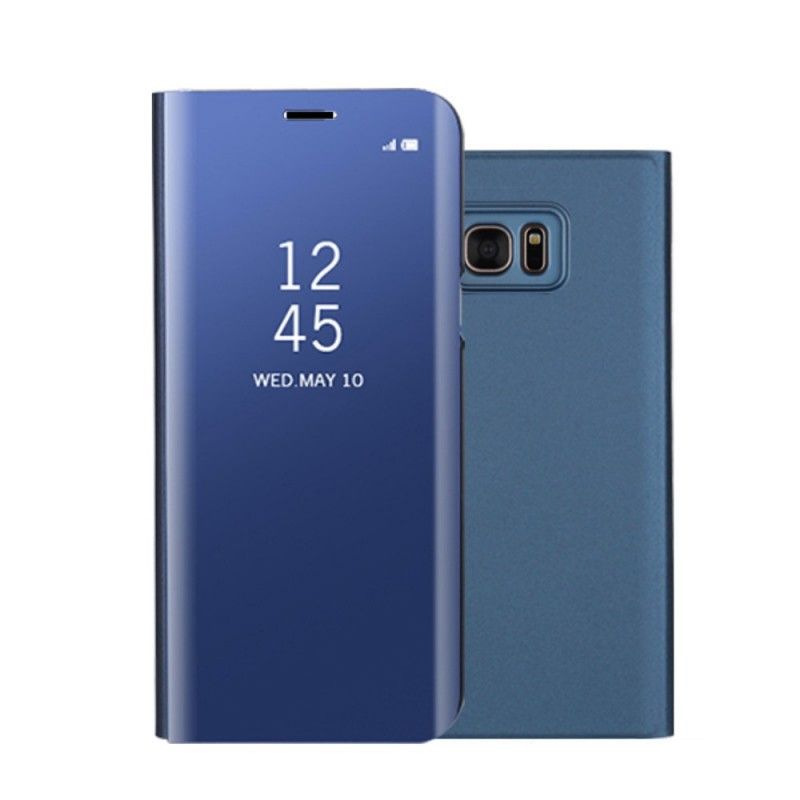 Ansichtsabdeckung Samsung Galaxy S7 Edge Schwarz Spiegel Und Ledereffekt