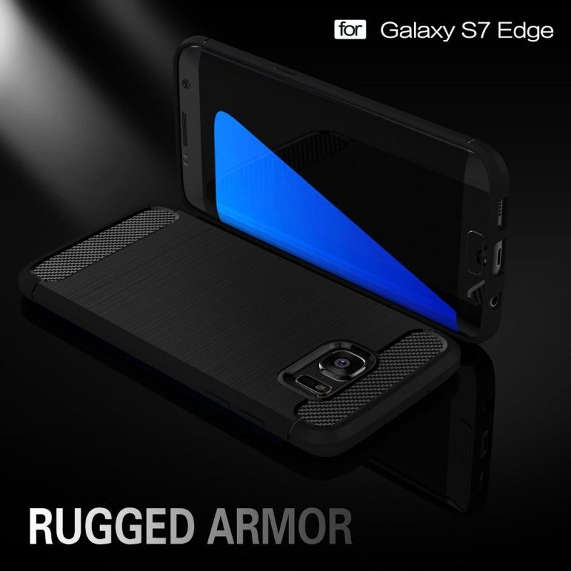 Hülle Samsung Galaxy S7 Edge Schwarz Gebürstete Kohlefaser