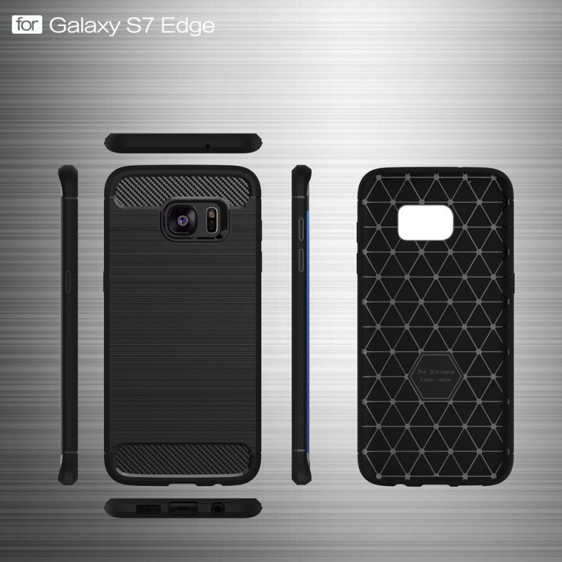 Hülle Samsung Galaxy S7 Edge Schwarz Gebürstete Kohlefaser