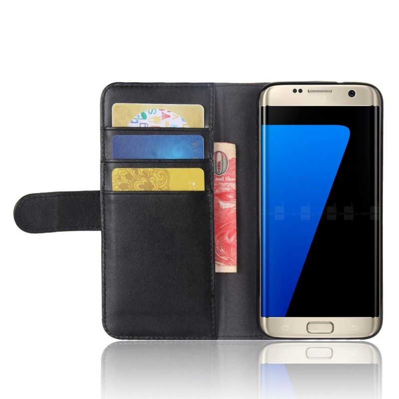 Lederhüllen Samsung Galaxy S7 Edge Schwarz Gespaltenes Leder