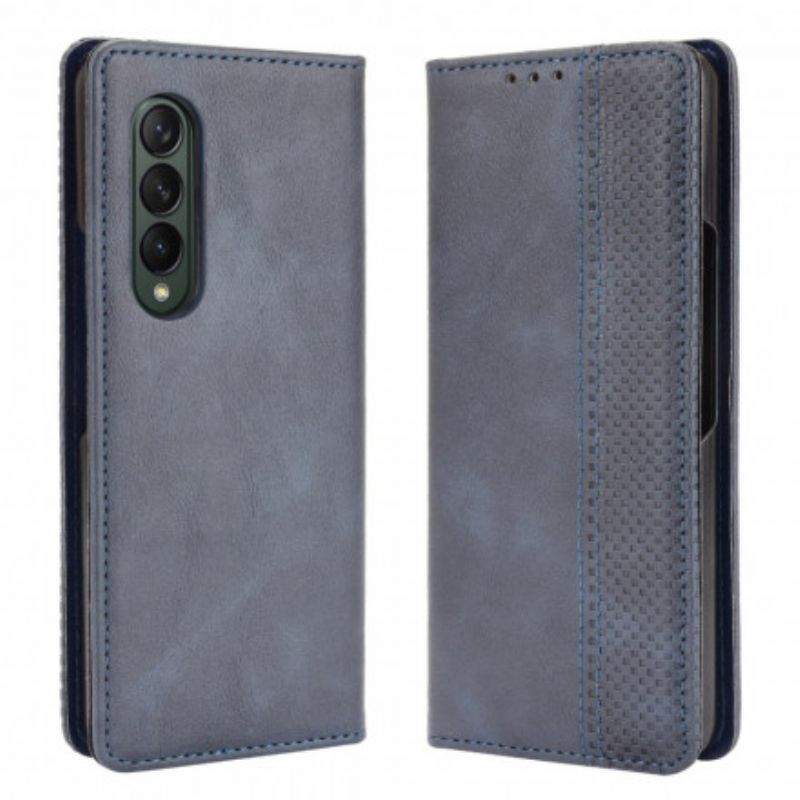 Flip Case Samsung Galaxy Z Fold 3 5g Handyhülle Stilisierter Ledereffekt