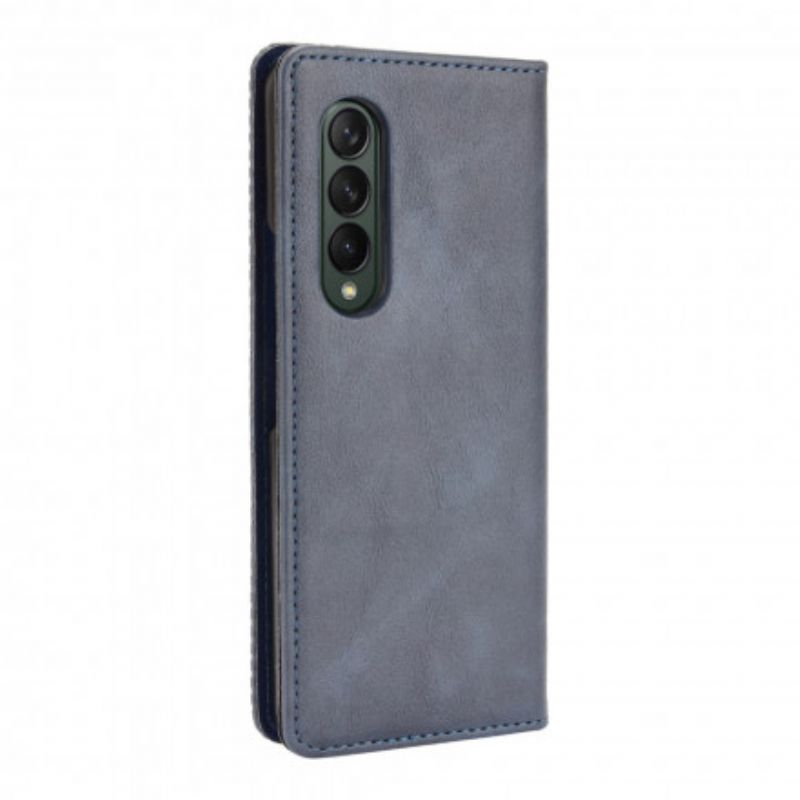 Flip Case Samsung Galaxy Z Fold 3 5g Handyhülle Stilisierter Ledereffekt