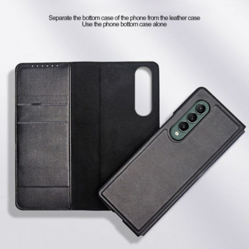 Flip Case Samsung Galaxy Z Fold 3 5g Spaltleder Mit Hautgefühl