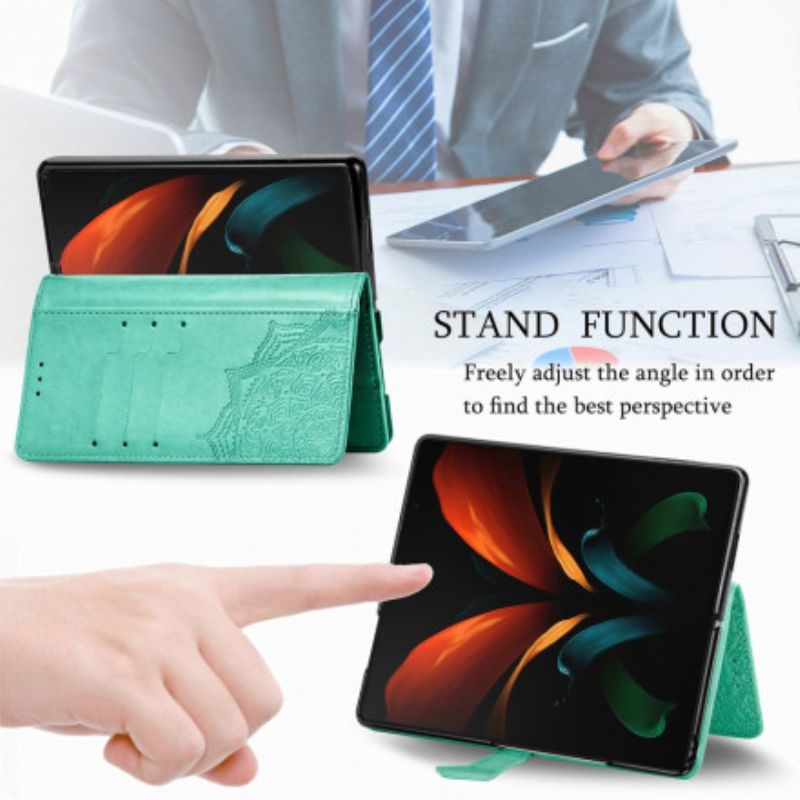 Lederhüllen Samsung Galaxy Z Fold 3 5g Handyhülle Mandala Mittelalter