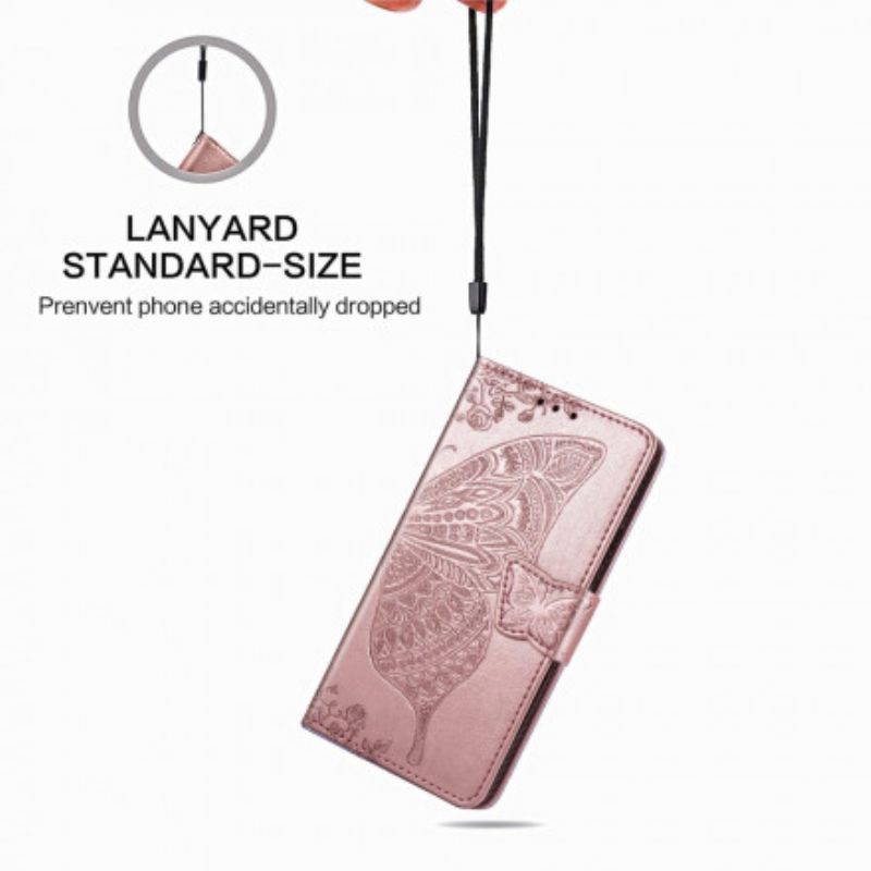 Lederhüllen Samsung Galaxy Z Fold 3 5g Schmetterlingsdesign Mit Lanyard