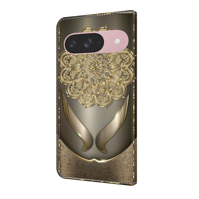 Lederhüllen Google Pixel 10 / 10 Pro Handyhülle Glänzende Goldblumen