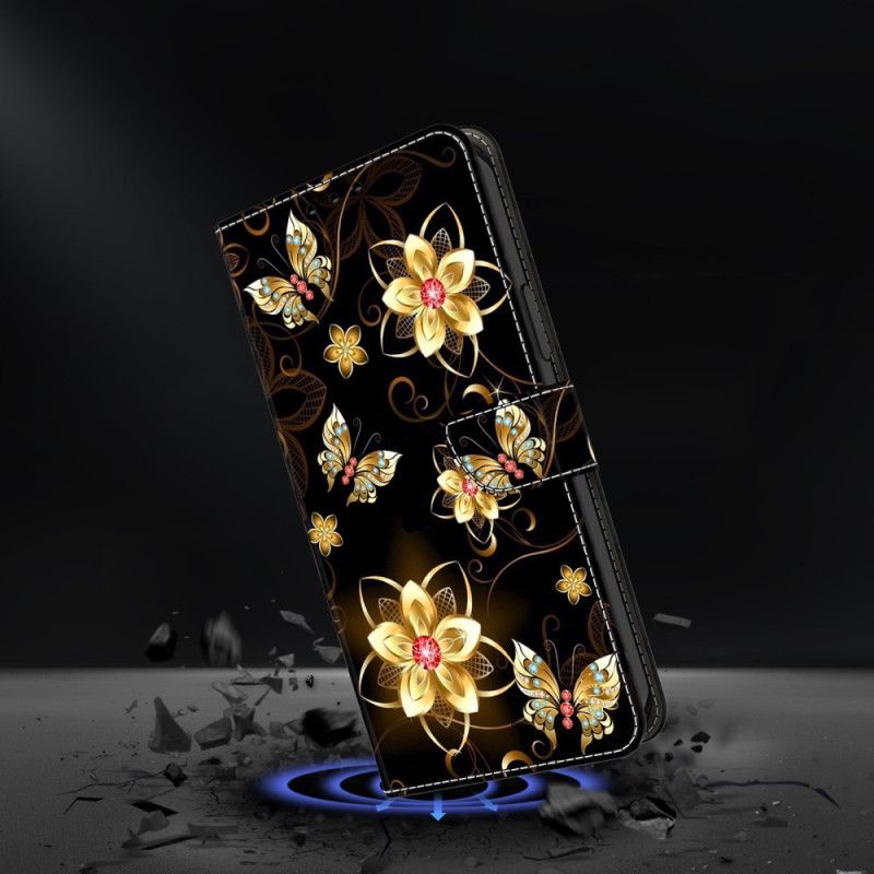 Lederhüllen Google Pixel 10 / 10 Pro Handyhülle Goldene Blumen Und Schmetterlinge