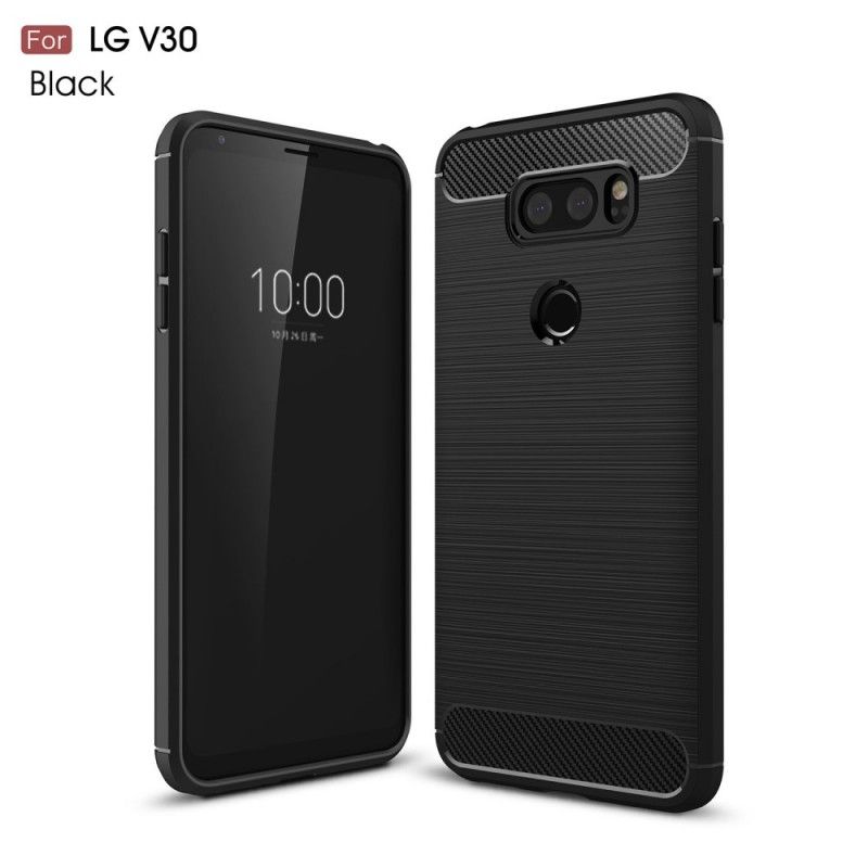 Hülle LG V30 Schwarz Gebürstete Kohlefaser