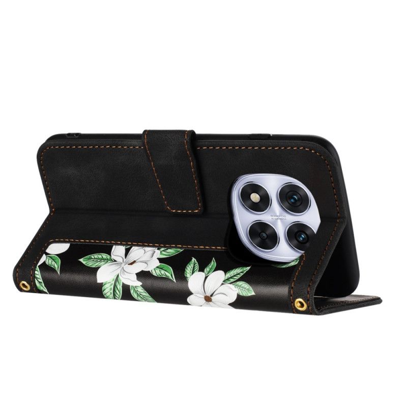 Lederhüllen Xiaomi Redmi Note 14 Pro 5g Blumenmuster Mit Riemen