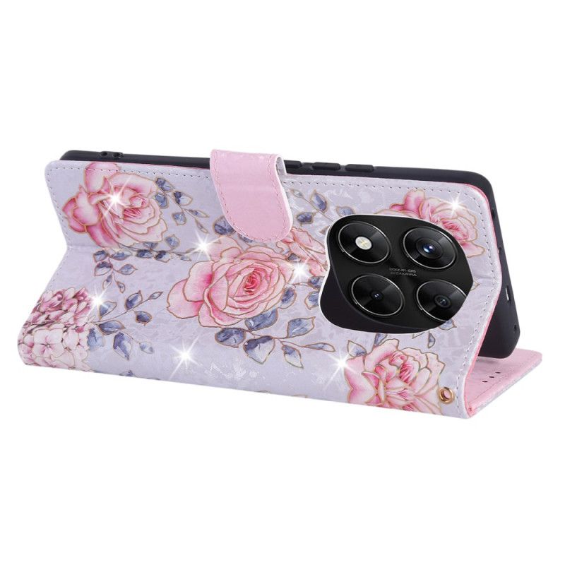 Lederhüllen Xiaomi Redmi Note 14 Pro 5g Handyhülle Rfid-blockierung Mit Blumenmuster